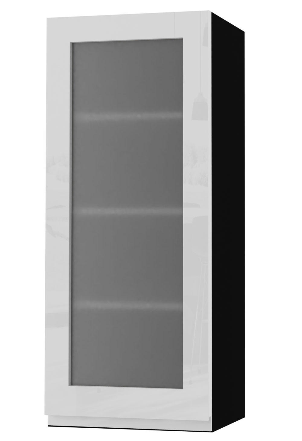 HÄNGESCHRANK Florence W4S/40 Schwarz / RAL 9003 signalweiß HG 40 / 32,5 / 96cm - Türanschlag links - Weiß Hochglanz/Schwarz, Holz/Holzwerkstoff (40/96/32.5cm) - Feldmann-Wohnen