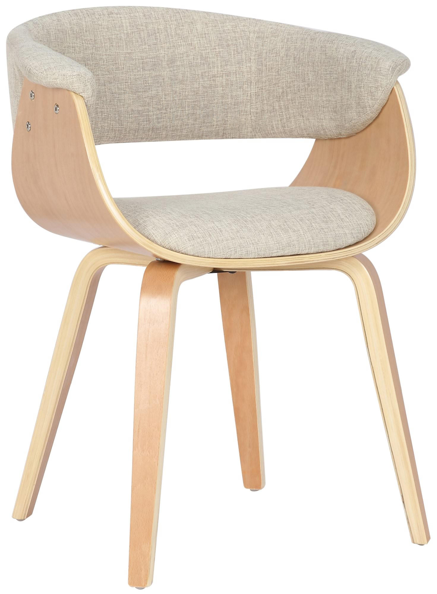 ARMLEHNENSTUHL 2er Set Stoff Natura/Creme - Eukalyptusholzfarben/Creme, Holz/Textil (60/75/55cm) - CLP