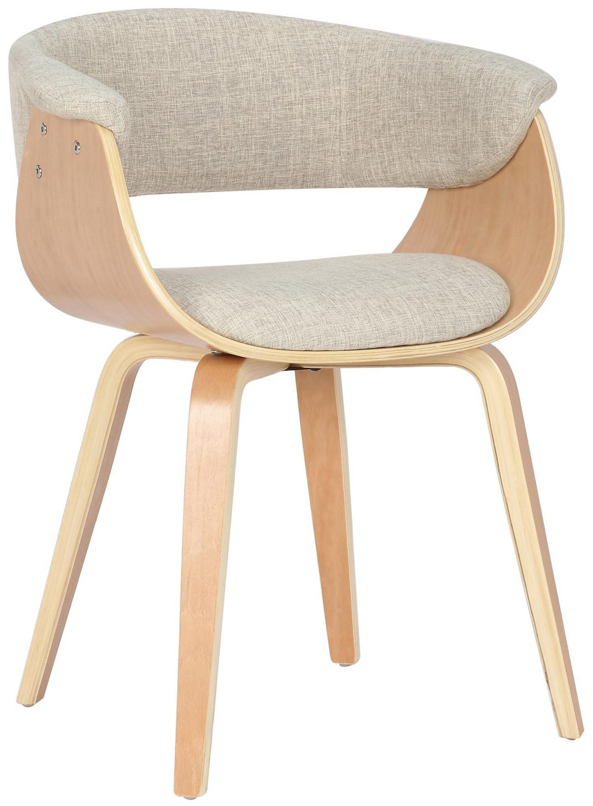ARMLEHNENSTUHL 2er Set Stoff Natura/Creme - Eukalyptusholzfarben/Creme, Holz/Textil (60/75/55cm) - CLP