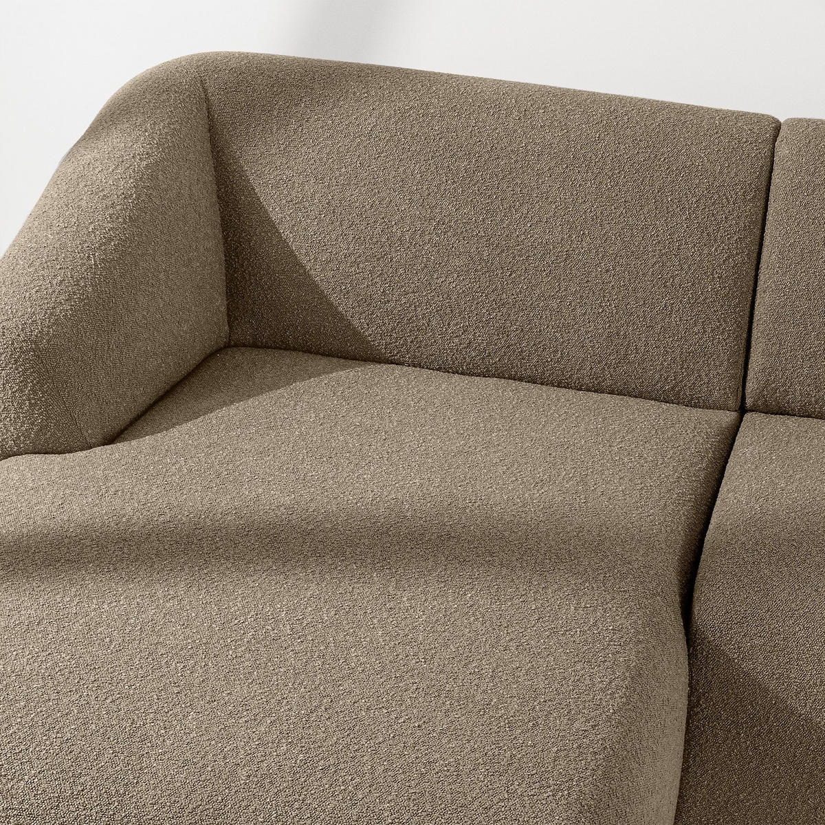 ECKSOFA LINKS VIRA, Beige, Bouclé - Beige/Schwarz, Holz/Holzwerkstoff (300/160cm) - KONSIMO®
