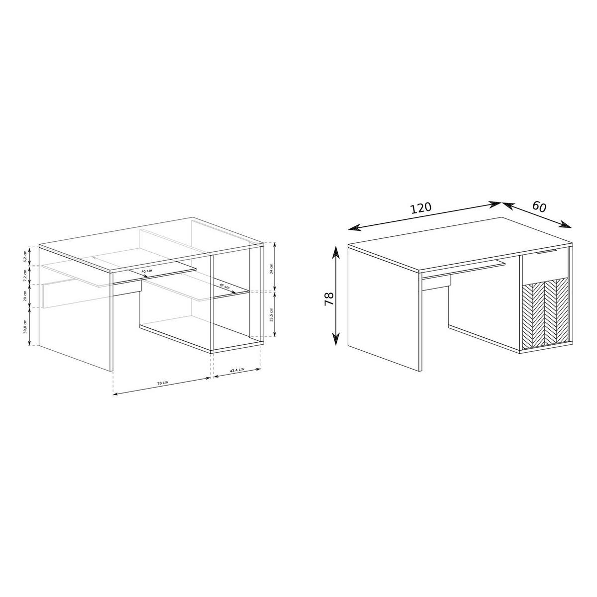 SCHREIBTISCH Fonti F-14 120 x 60 x 78 cm Karamell-Eiche - Eichefarben, Holzwerkstoff (60/120/78cm) - Koseto