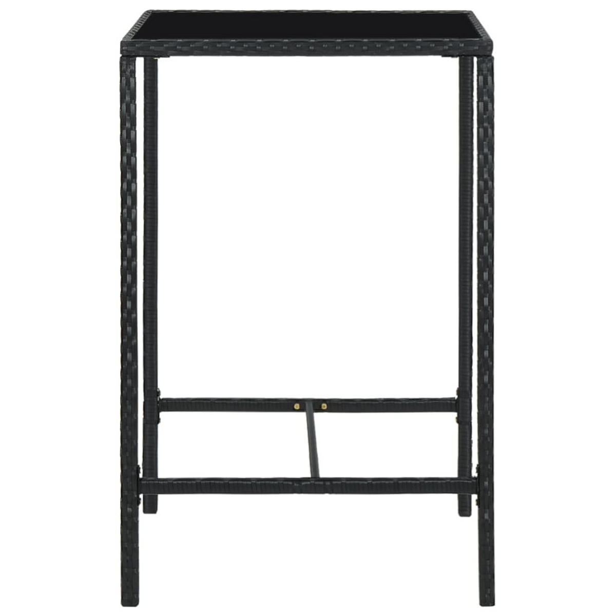 BISTROTISCH Joni Schwarz 70x70x110 cm Rattan und Glas - Schwarz, Kunststoff (70/70/110cm) - DELUKE