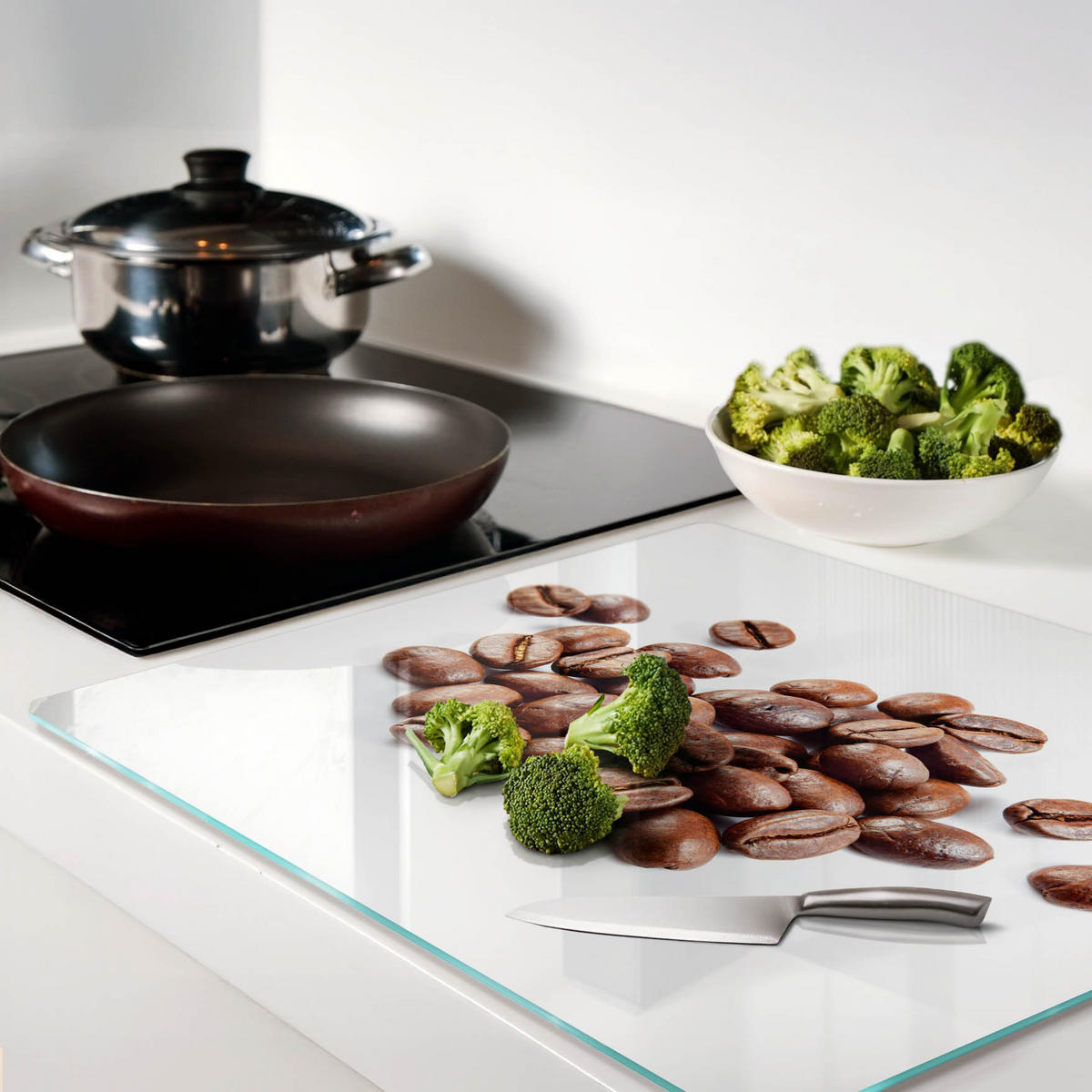 GLASPLATTE 60x52 cm Kaffeebohnen - Braun, Glas (60/0.4/52cm) - TULUP