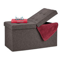 SITZBANK - Braun, Holzwerkstoff/Textil (75.5/38.5/37.5cm) - Relaxdays