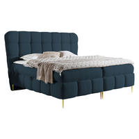 BOXBETT Lolly - Goldfarben/Dunkelblau, Holz/Textil (160/200cm) - MIRJAN24