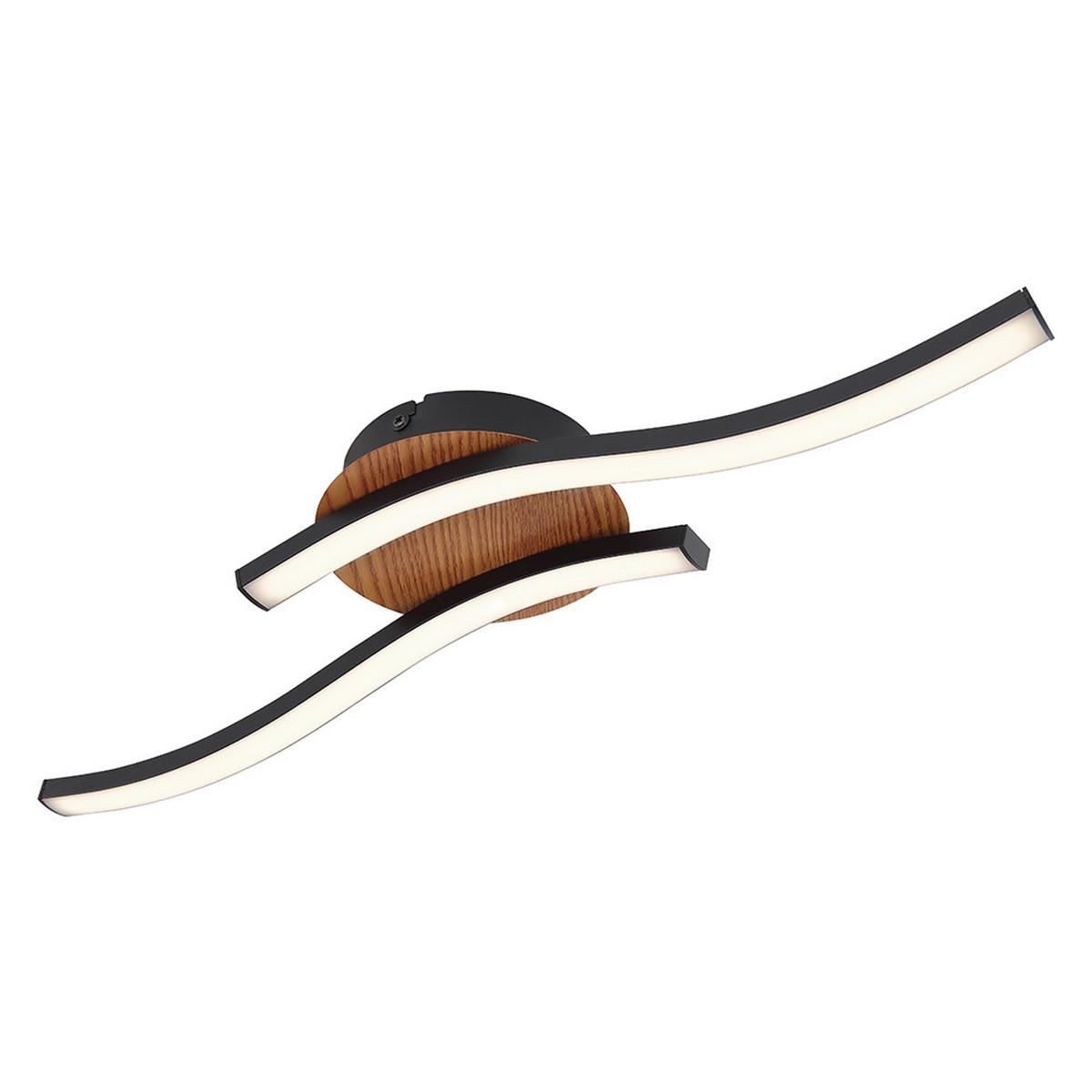 LED DECKENLEUCHTE Holzoptik Schwarz 2 flammig - Schwarz, Metall (51/13/7.5cm) - Globo Lighting