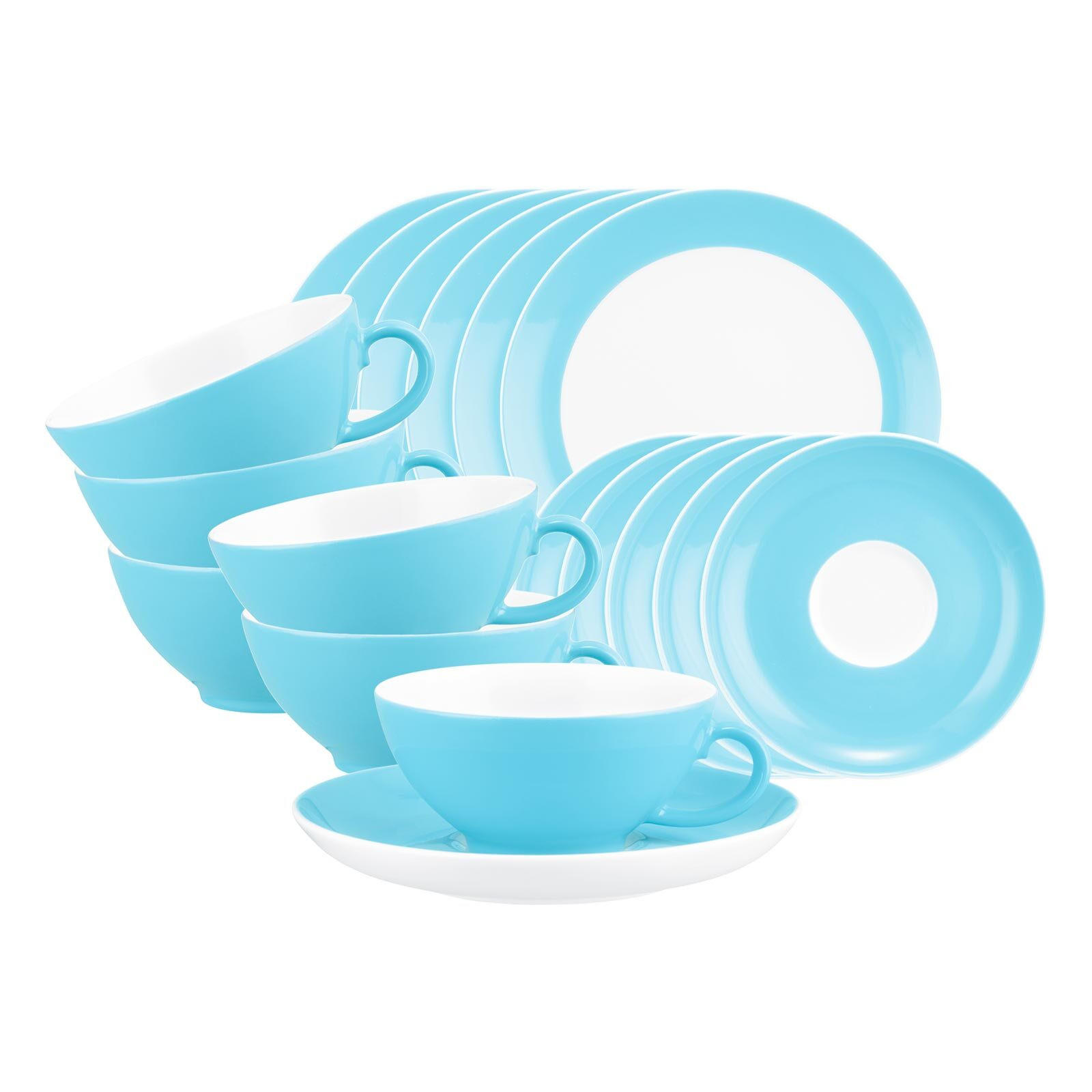 TEESERVICE Liberty Pure Colors Lagoon Blue 18er Set - Blau, Keramik (1/1/1cm) - Seltmann Weiden