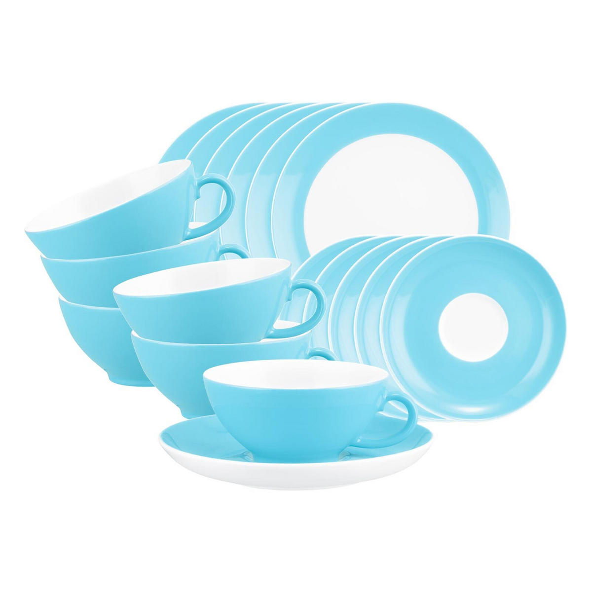 TEESERVICE Liberty Pure Colors Lagoon Blue 18er Set - Blau, Keramik (1/1/1cm) - Seltmann Weiden