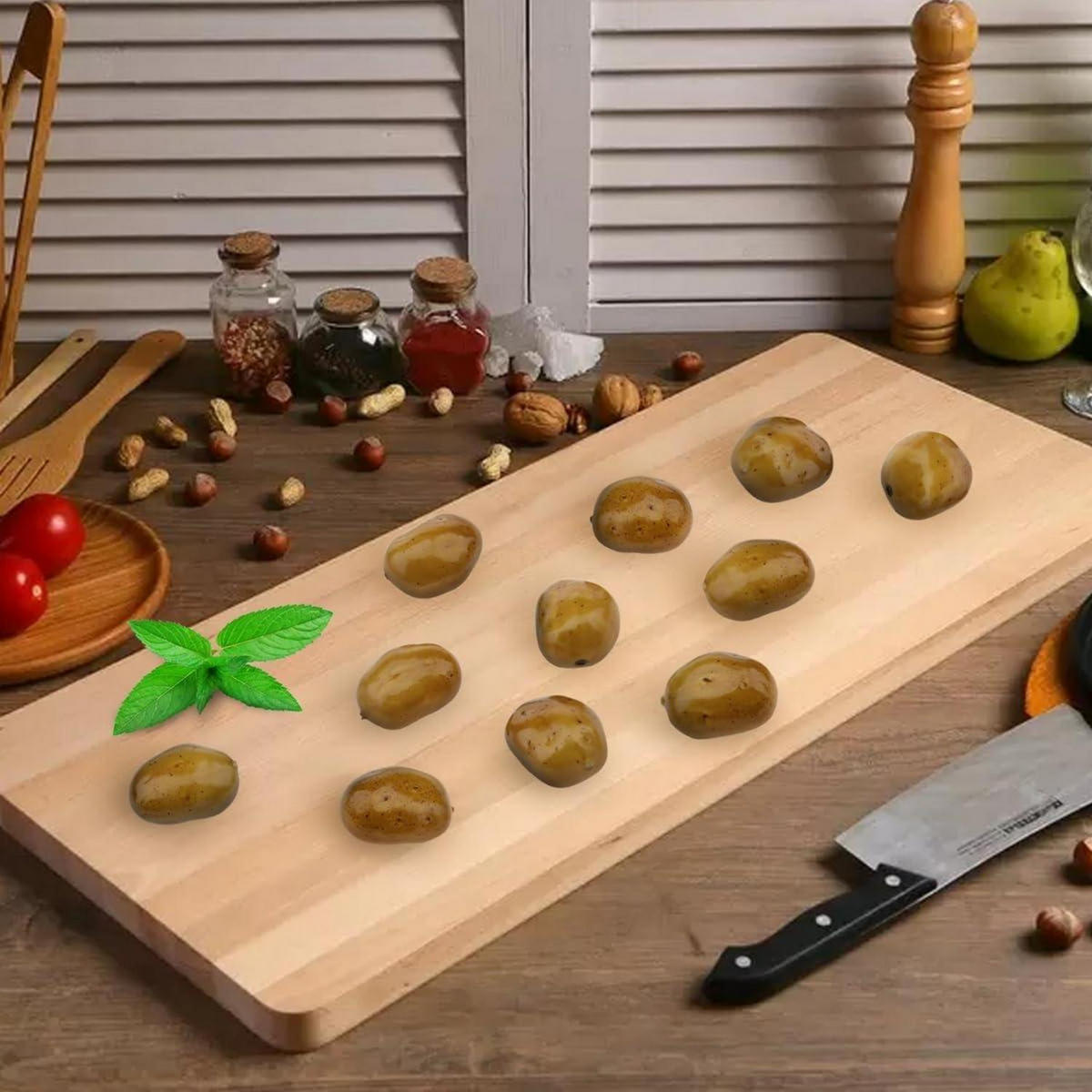 KÜNSTLICHE Kartoffeln 30 Stück Set Schaumstoff 2,5 x 1,8 x 3,8 cm - Braun, Kunststoff (7.7cm)