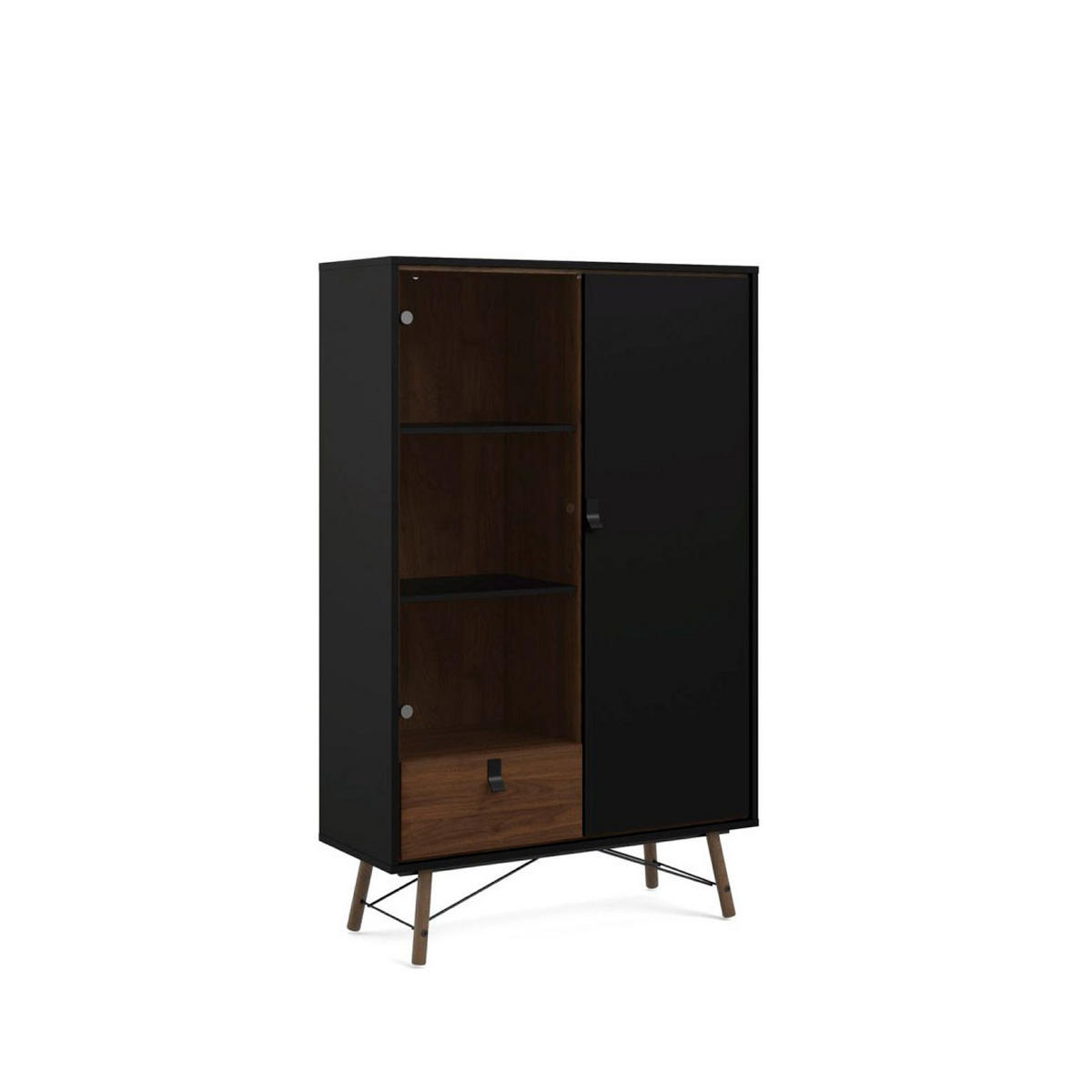 VITRINE Rye Schwarz 102/40/162 cm - Schwarz, Holzwerkstoff (102/162/40cm) - ebuy24