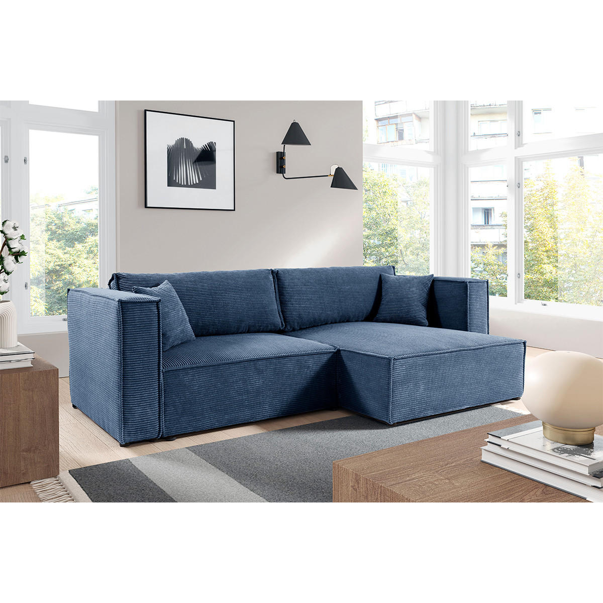 SOFA Jimmy 3 Sitzplätze Blau - Blau, Holz (245/77/148cm) - Petits-meubles