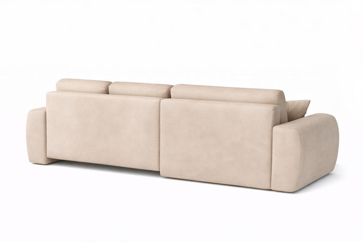 ECKSOFA Mit Schlaffunktion Und Bettkasten L-Form Ivo L, Veloursstoff Salvador, Beige, Rechts - Beige, Holz (250/142cm) - Kaiser Möbel
