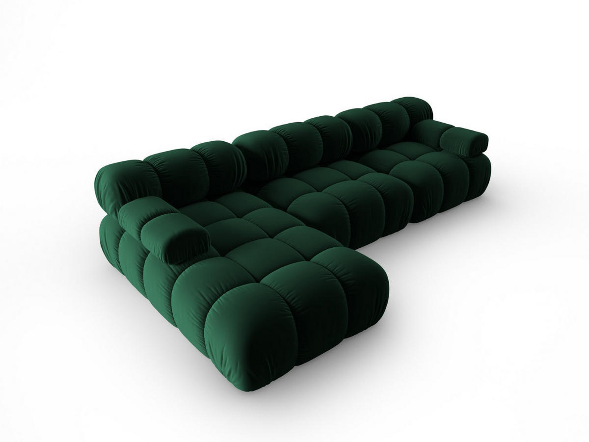 MODULARES-ECKSOFA links Bellis aus Samt flaschengrün 4 Sitzplätze - Grün, Textil (122/285cm) - Micadoni