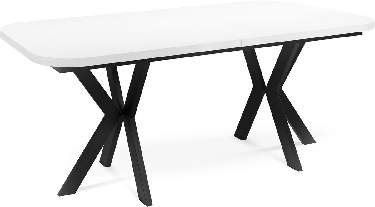 ESSTISCH Olivia ausziehbar rechteckig, Weiß 200-280/100/76 - Schwarz/Weiß, Holzwerkstoff/Metall (200/100/76cm) - WFL GROUP