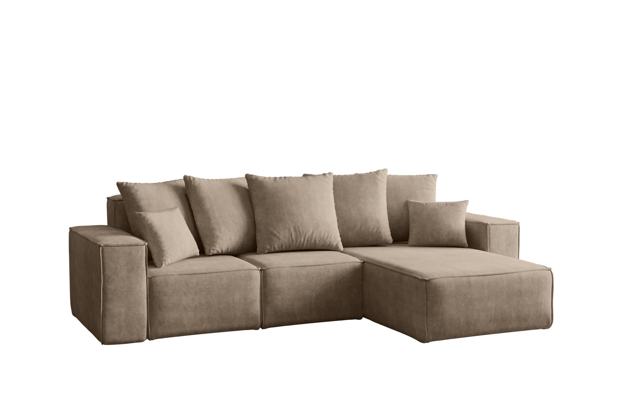 ECKSOFA L-Form Premium Kollektion ELLA Stoff Velours Noel Beige Rechts - Beige, Holz/Textil (262/168cm) - Kaiser Möbel