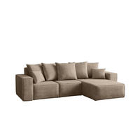 ECKSOFA L-Form Premium Kollektion ELLA Stoff Velours Noel Beige Rechts - Beige, Holz/Textil (262/168cm) - Kaiser Möbel