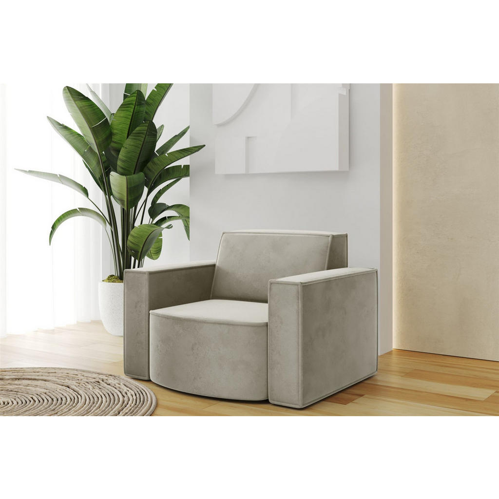 Thumbnail - Fun Möbel Sofaset, Perlmutt, Textil, Ottomane links, 236x78x165 cm, Wohnzimmer, Sofas & Couches, Sitzgarnituren