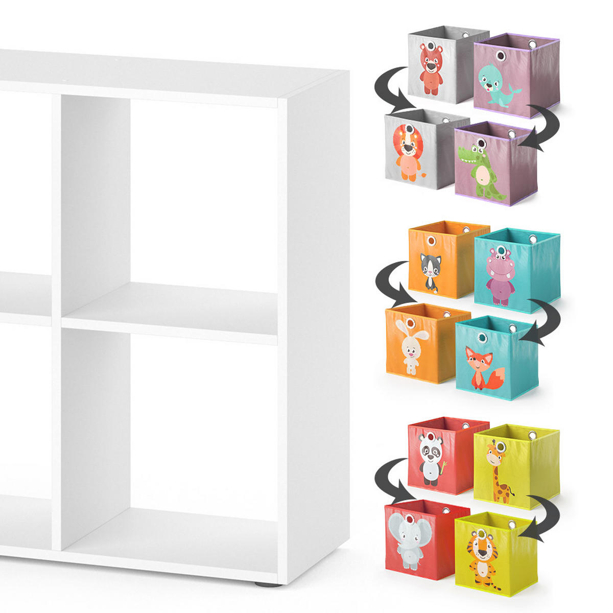 KINDERREGAL Weiß 72 x 107.8 cm mit 6 Faltboxen - Weiß, Holzwerkstoff (72/107.8/29cm) - Vicco