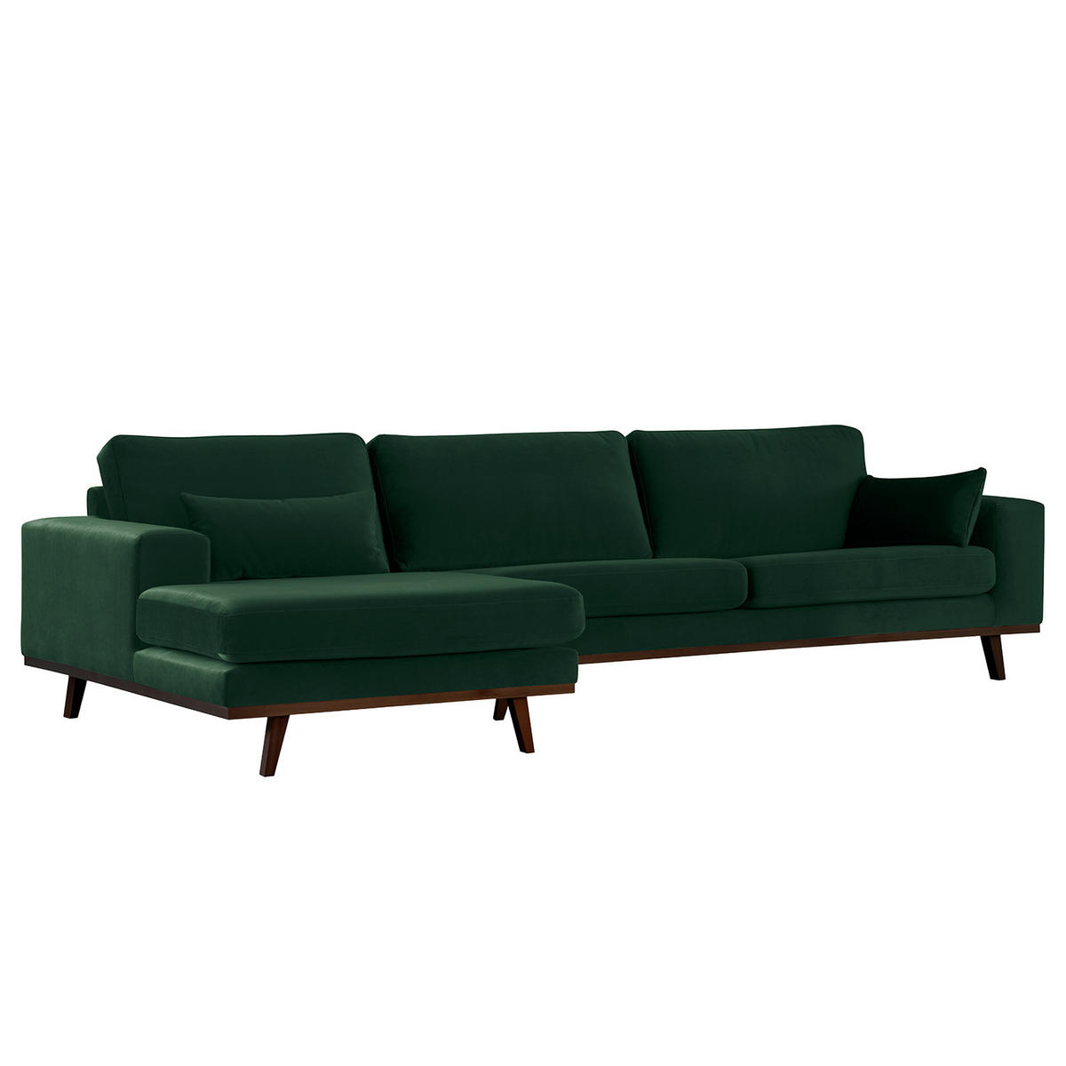 ECKSOFA mit Longchair - Buchefarben/Grün, Textil (281/153cm) - home24