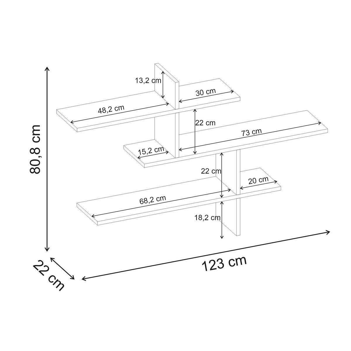 WANDBOARD Leo Dunkle Eiche 123/22/80,5 cm - Walnussfarben, Holzwerkstoff (123/80.8/22cm) - Decortie
