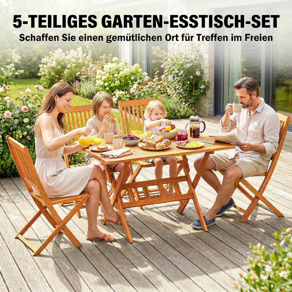 GARTENMÖBEL-SET Naturfarben 120.0/70.0/75.0cm - Naturfarben, Holz