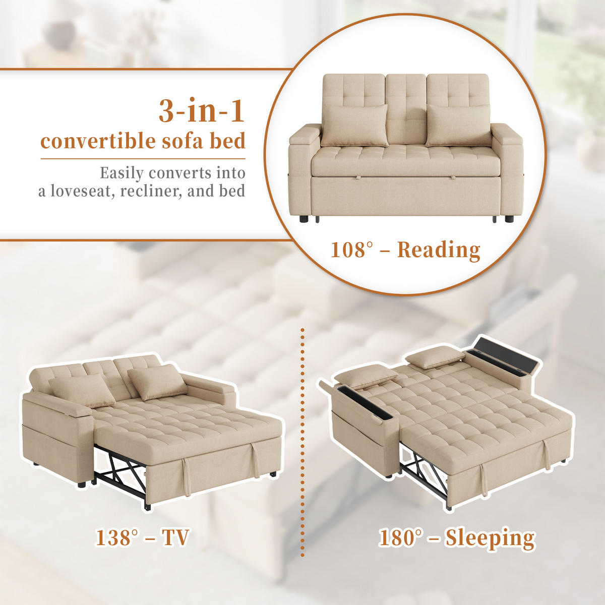 SCHLAFSOFA 2-Sitzer mit Stauraum und Rückenlehne, Beige - Beige, Textil (159/92/142.5cm)