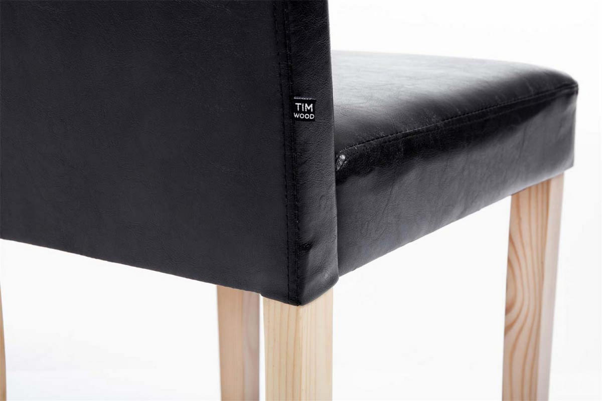 STUHL Lederlook schwarz - Eukalyptusholzfarben/Schwarz, Holz/Textil (41/91/47cm) - CLP