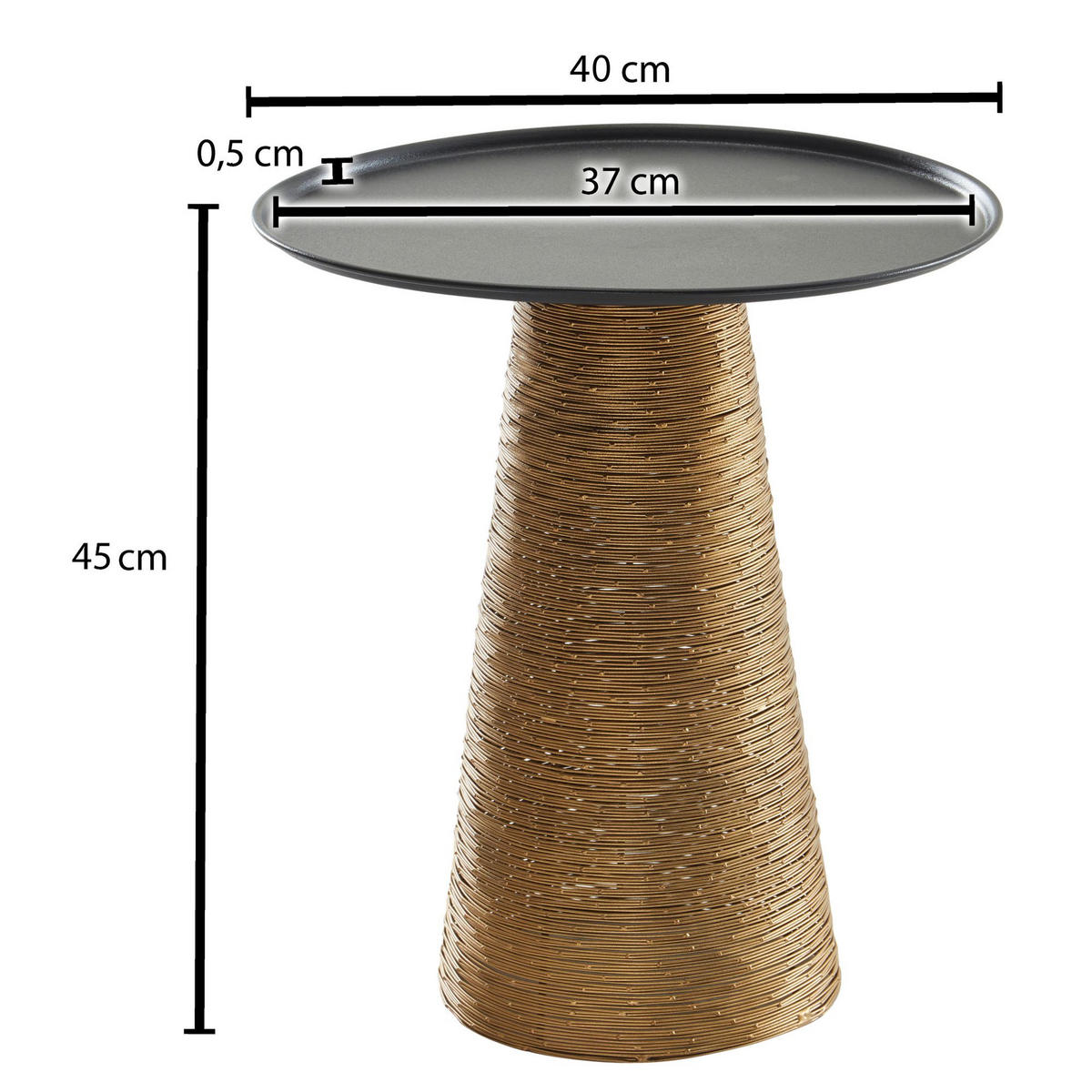 BEISTELLTISCH – Rund Aluminium Schwarz Gold Muster handgefertigt 40x40 cm - Goldfarben, Metall (40/40/45cm) - KADIMA DESIGN