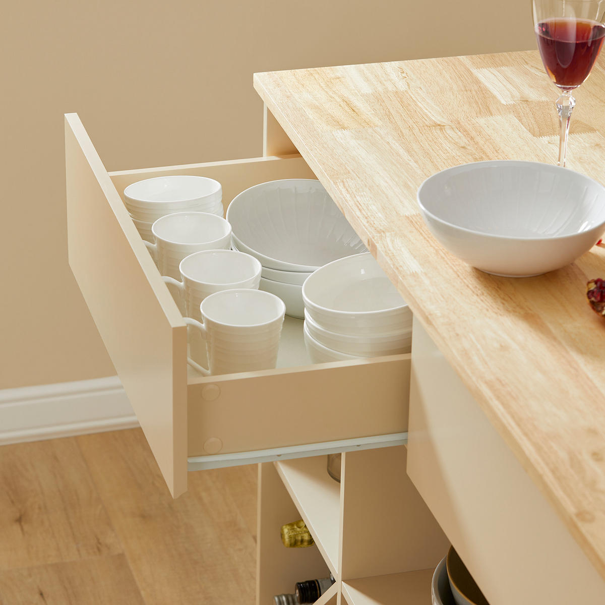 KÜCHENINSEL Beige - Beige, Holzwerkstoff (120/90/60cm) - SoBuy
