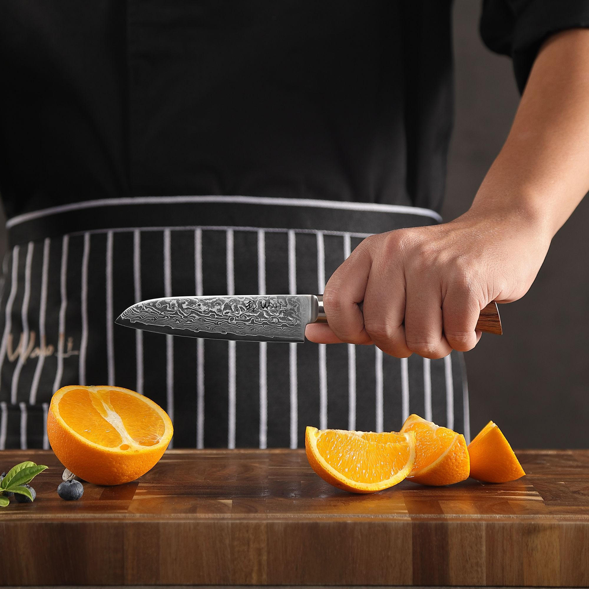 Thumbnail - Wakoli Santokumesser-Set, Braun, Holz, Metall, Nachbildung, Kochen, Küchenmesser, Messersets