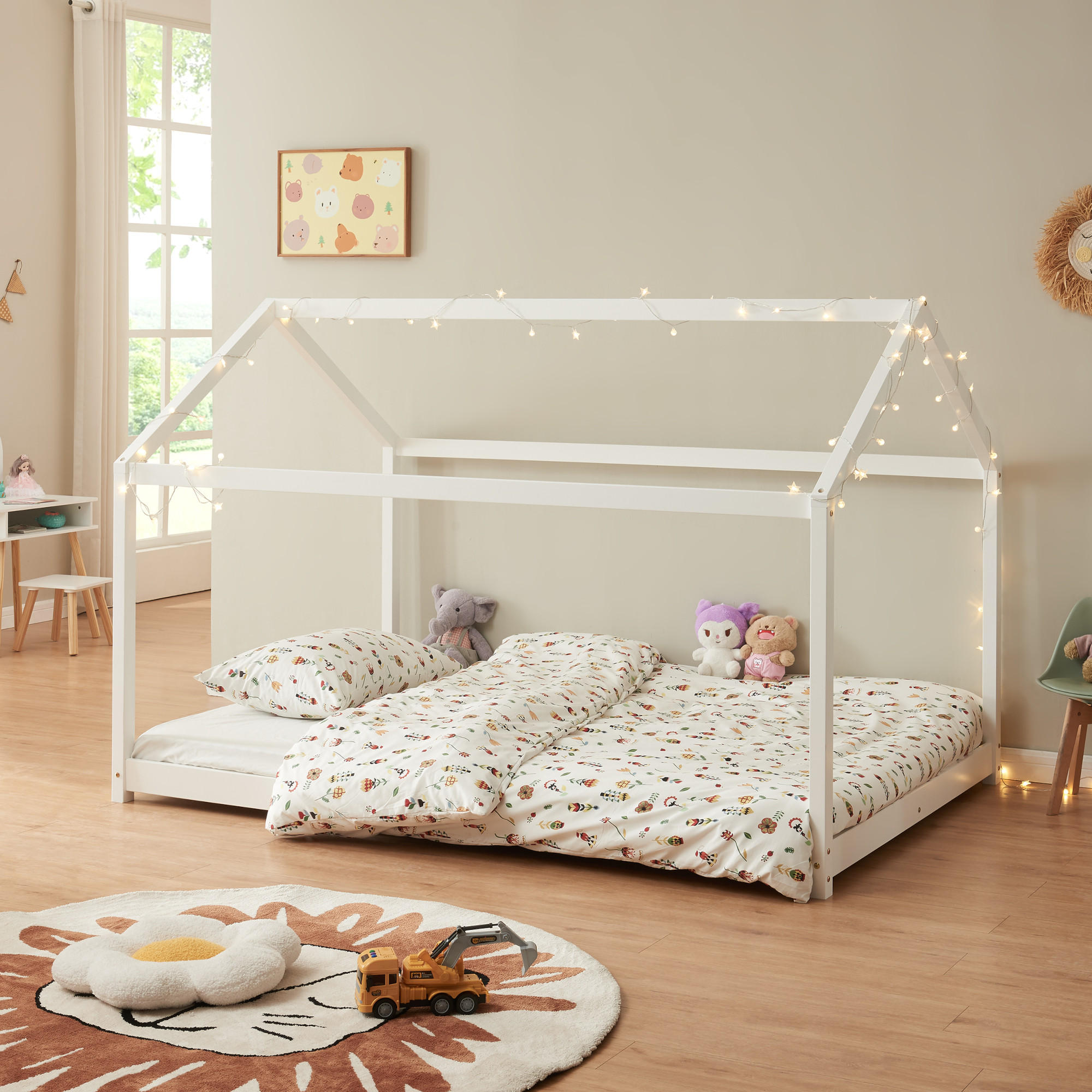 HAUSBETT Cerro - Weiß, Holz (120/200cm) - [en.casa]
