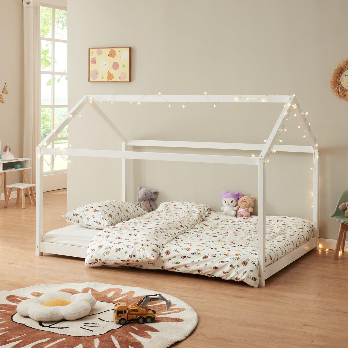 HAUSBETT Cerro - Weiß, Holz (120/200cm) - [en.casa]