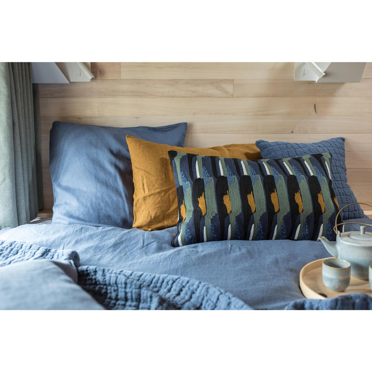 KISSEN Swami sturm 45 x 45 cm - Blau, Textil (45/45cm) - Vivaraise