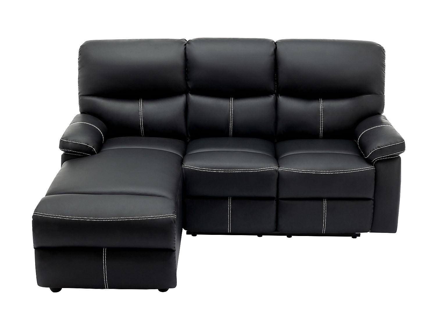 RELAXSOFA - 4 Personen - Kunstleder - Schwarz - Schwarz, Leder (189/98/151cm) - Vente-Unique