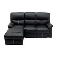 RELAXSOFA - 4 Personen - Kunstleder - Schwarz - Schwarz, Leder (189/98/151cm) - Vente-Unique