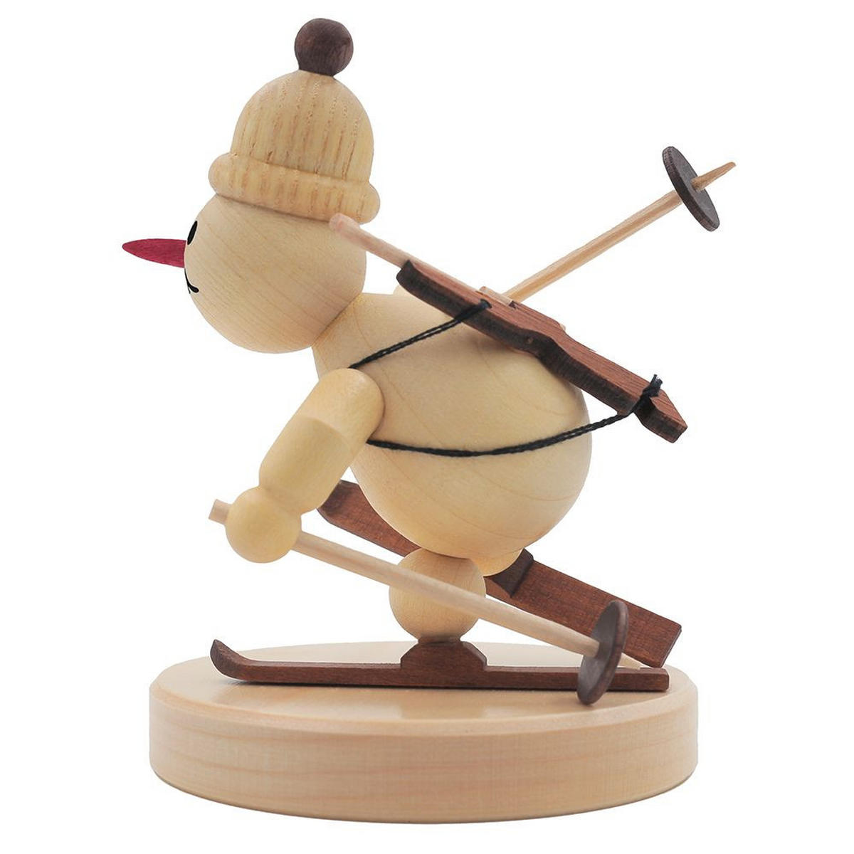 HOLZFIGUR Schneemann Junior laufender Biathlet auf Sockel 9 cm - Multicolor, Holz (7/1/0.1cm)