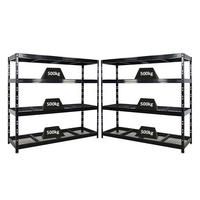 SCHWERLASTREGAL Rhino 2er-Set Stück 180x200x60 cm 4 Gitterrost-Ebenen Fachlast 500 kg Schwarz - Schwarz, Metall (200/180/60cm) - PROREGAL