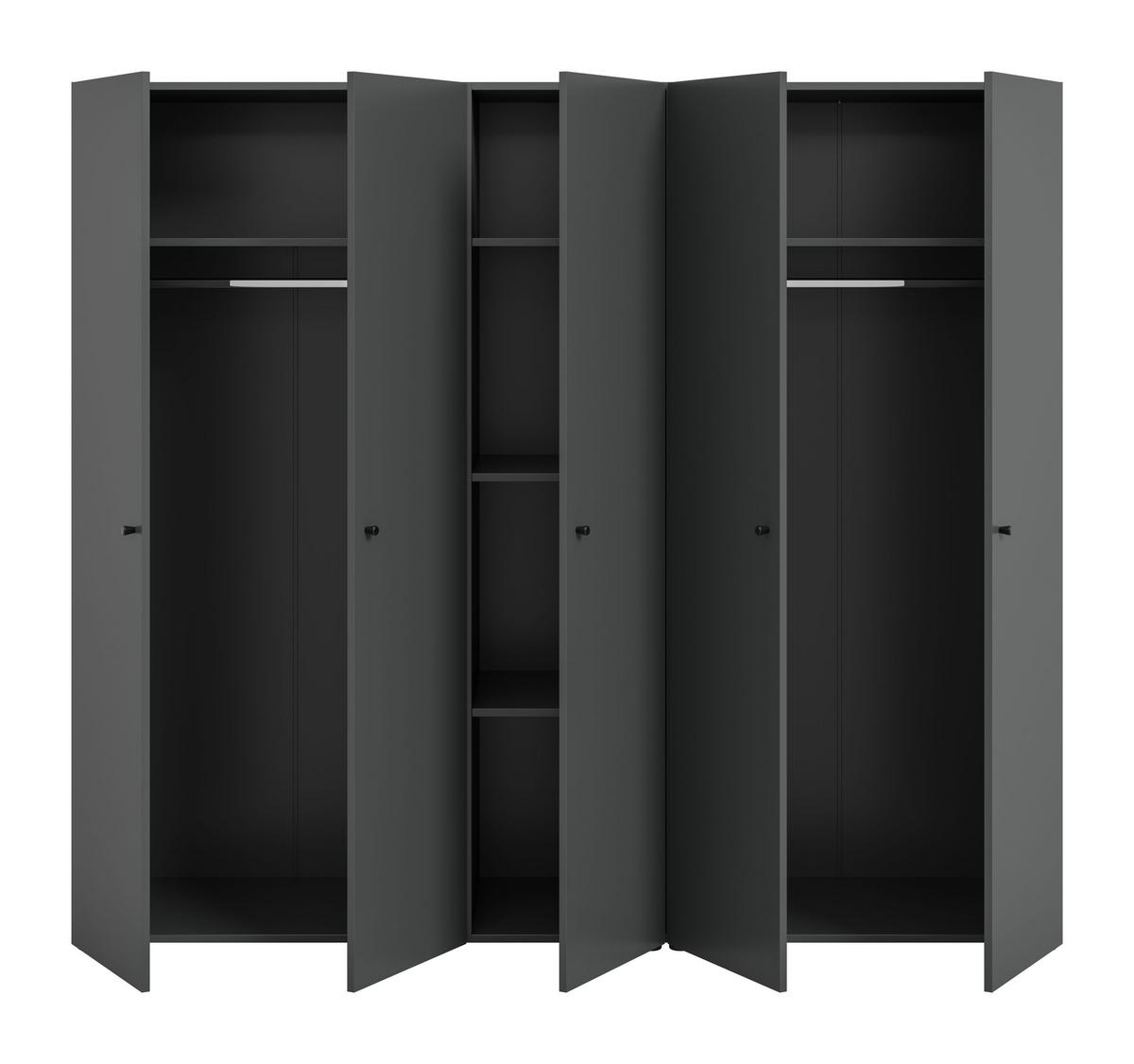 KLEIDERSCHRANKKOMBINATION Arbor (B/H/T: ca. 200/176/51 cm) in anthrazit/anthrazit - Anthrazit, Holzwerkstoff (200/176/51cm)