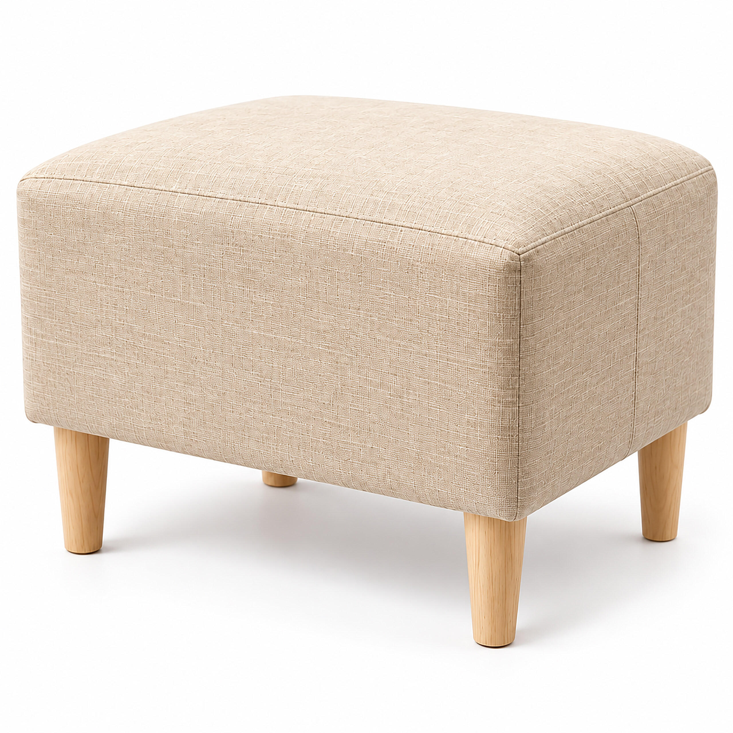 FUSSHOCKER Beige gepolstert Holzfüße - Beige, Holz/Textil (61/42/41cm) - Relaxdays