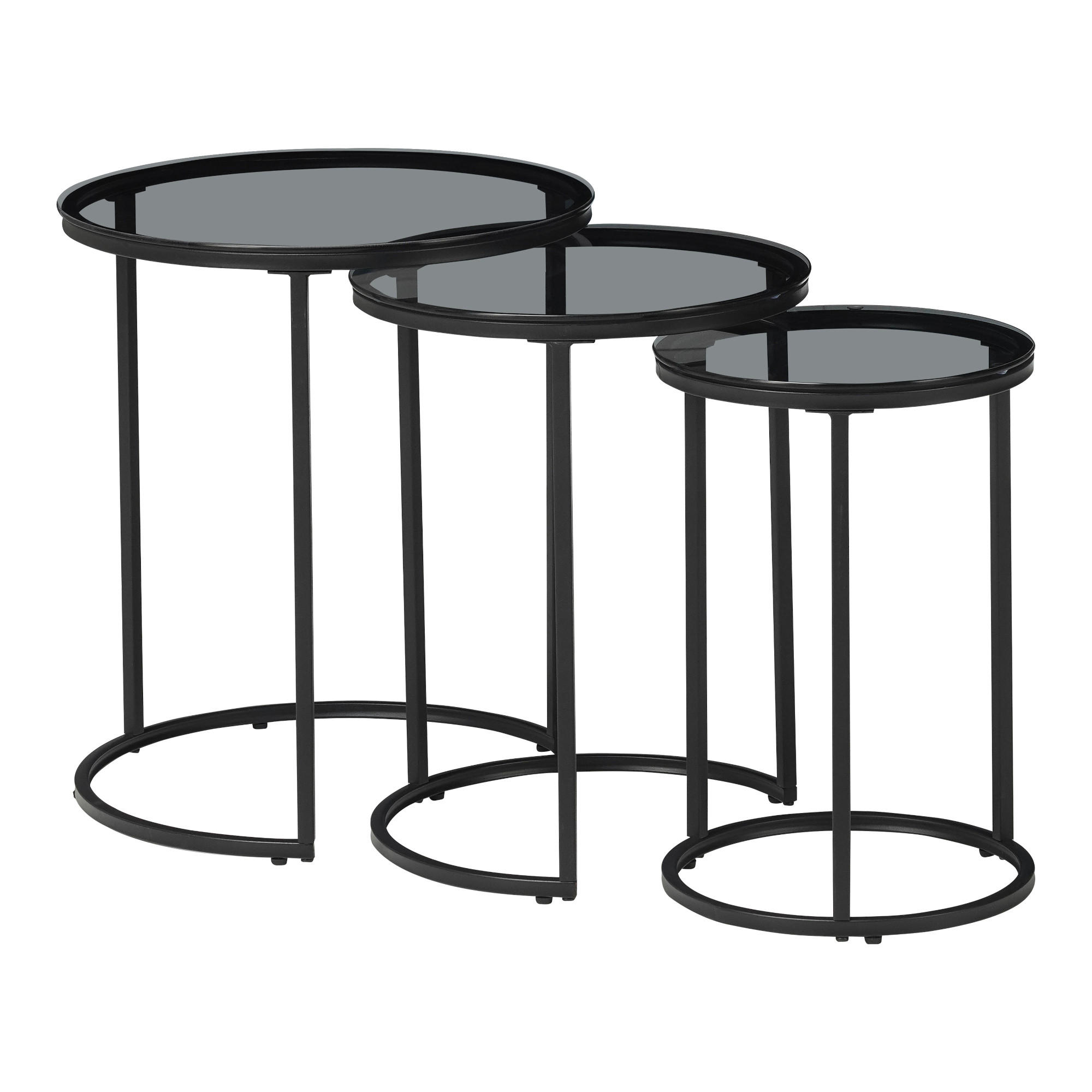 SATZTISCH Kyyjärvi im 3er Set - Grau, Glas (50/50/58cm) - [en.casa]