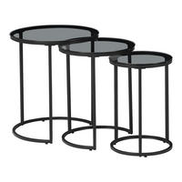 SATZTISCH Kyyjärvi im 3er Set - Grau, Glas (50/50/58cm) - [en.casa]