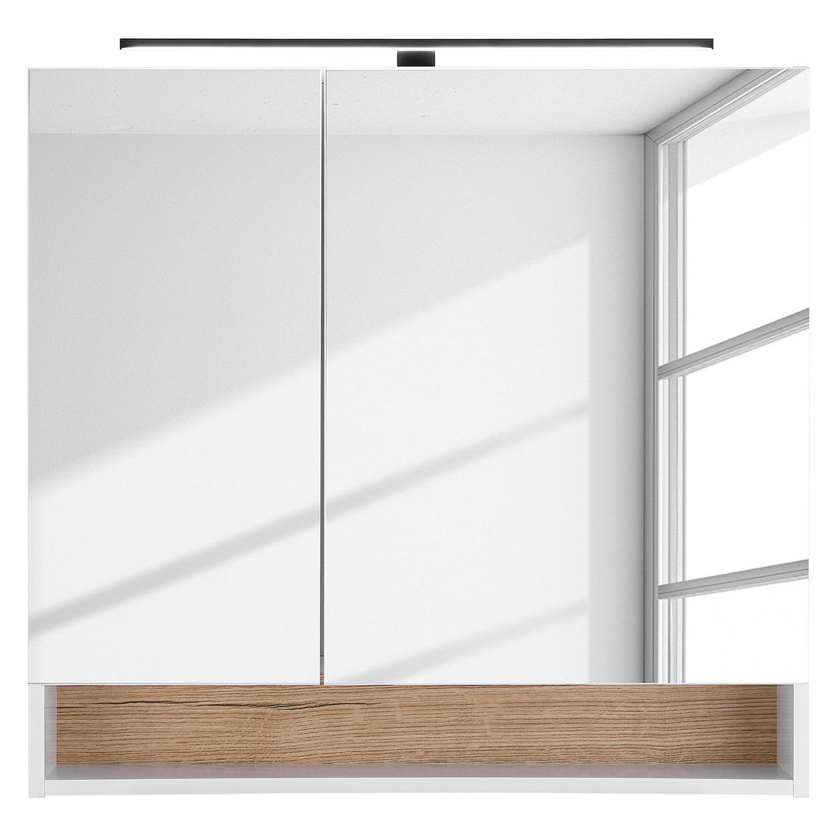 SPIEGELSCHRANK mit Beleuchtung - Weiß, Holzwerkstoff (80/76/22cm) - home24