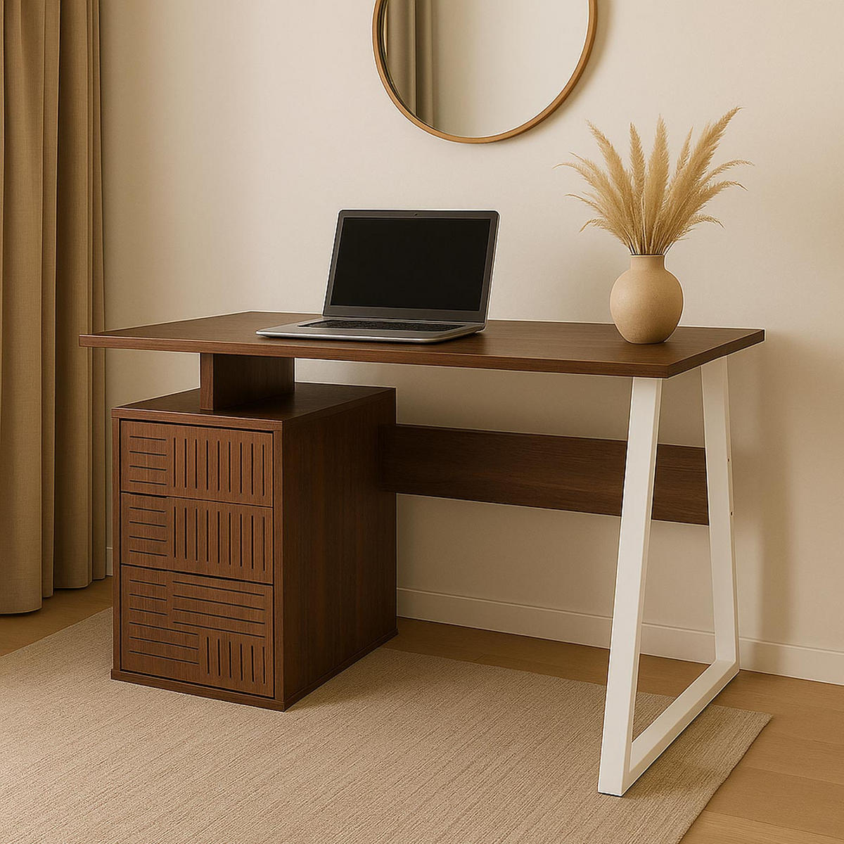 SCHREIBTISCH quadratisch Braun - Braun, Holz (58/118/77cm) - MCW