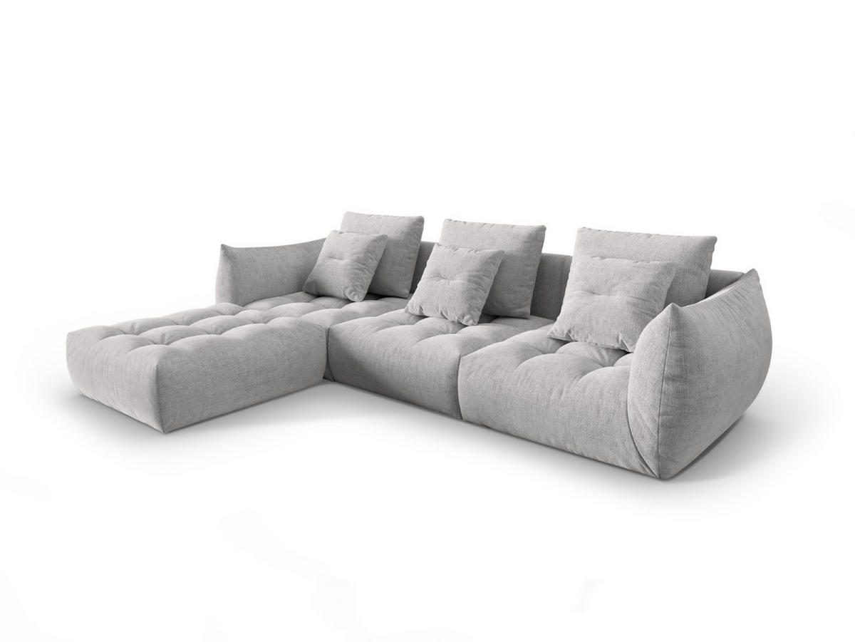 SOFA modular Bloom aus strukturiertem Stoff silber 2 Sitzplätze - Silberfarben, Textil (216/332cm) - Micadoni