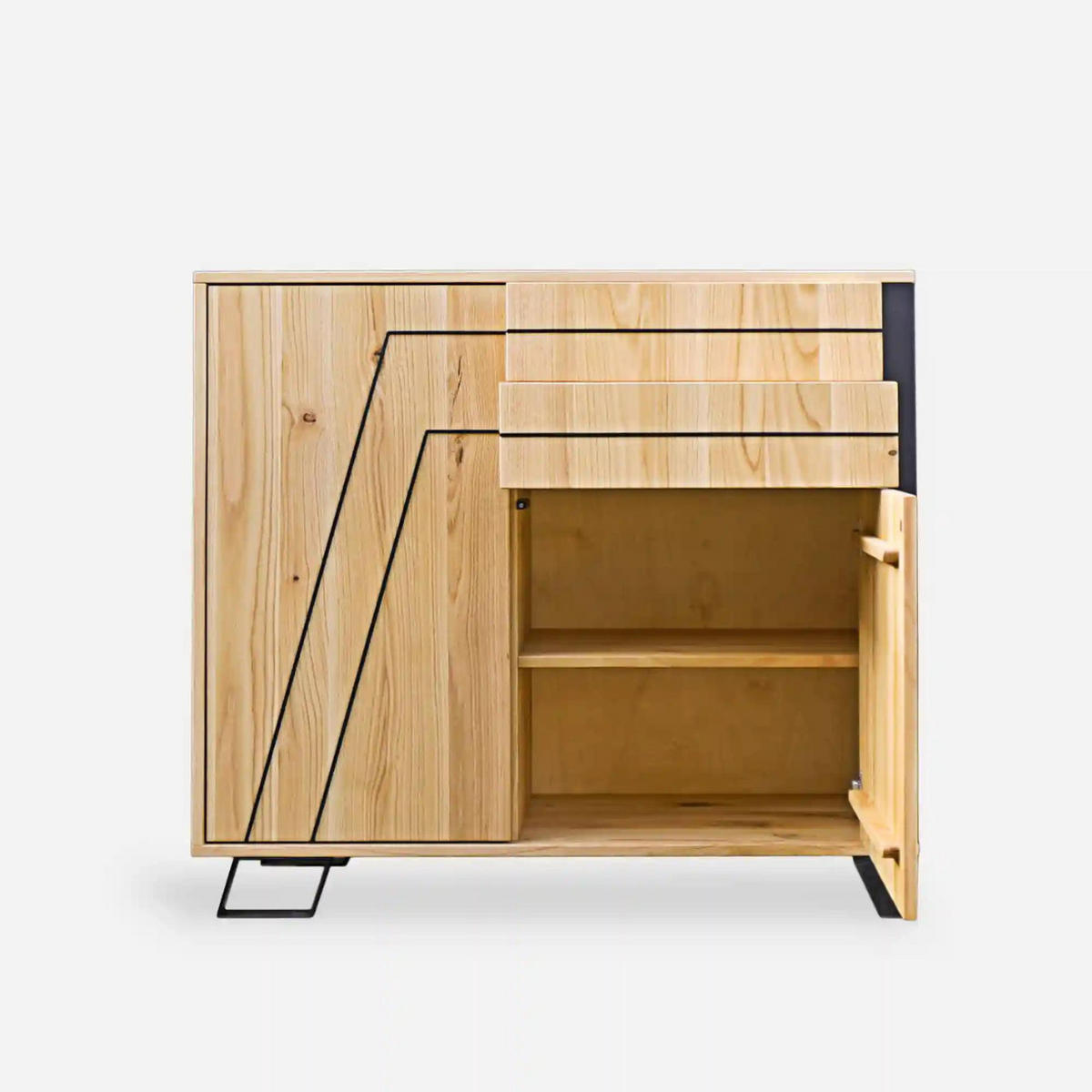 EICHENKOMMODE aus Massivholz für das Wohnzimmer BORA - Eichefarben, Holz (110/100/45cm) - Rawood Furniture
