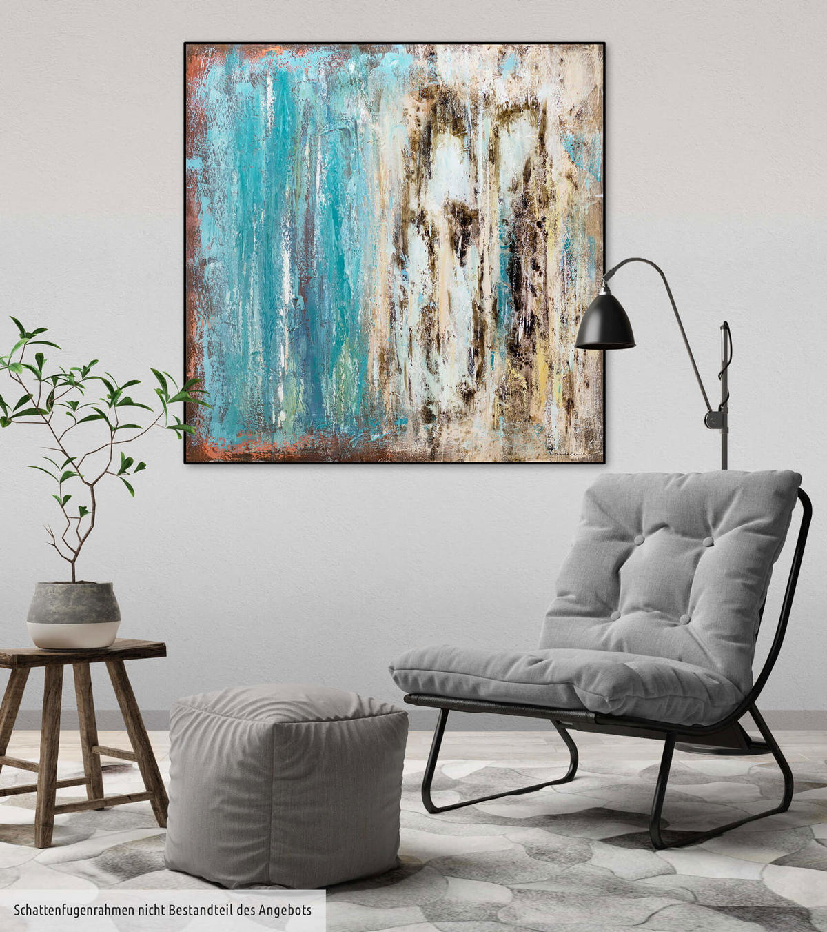 ÖLGEMÄLDE 80/80 cm - Blau/Braun, Holz/Textil (1.54/80cm) - KUNSTLOFT