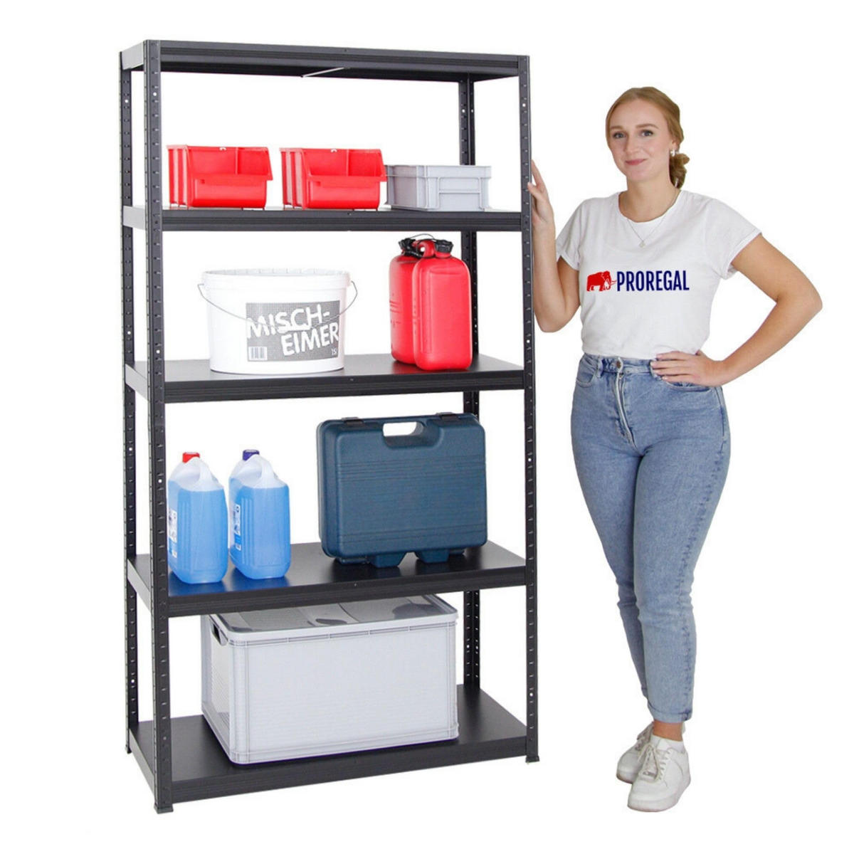 SCHWERLASTREGAL Steel Eagle 180x100x40 cm Fachlast 130 kg Schwarz - Schwarz, Metall (100/180/40cm) - PROREGAL