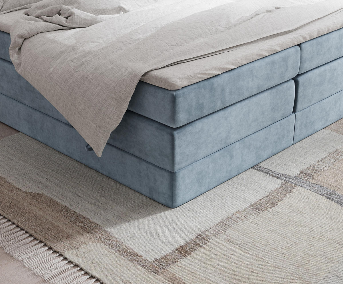 BOXSPRINGBETT Juniper Blau Grau 180/200 cm - Blaugrau/Schwarz, Holz/Holzwerkstoff (180/200cm) - Maison de Reve