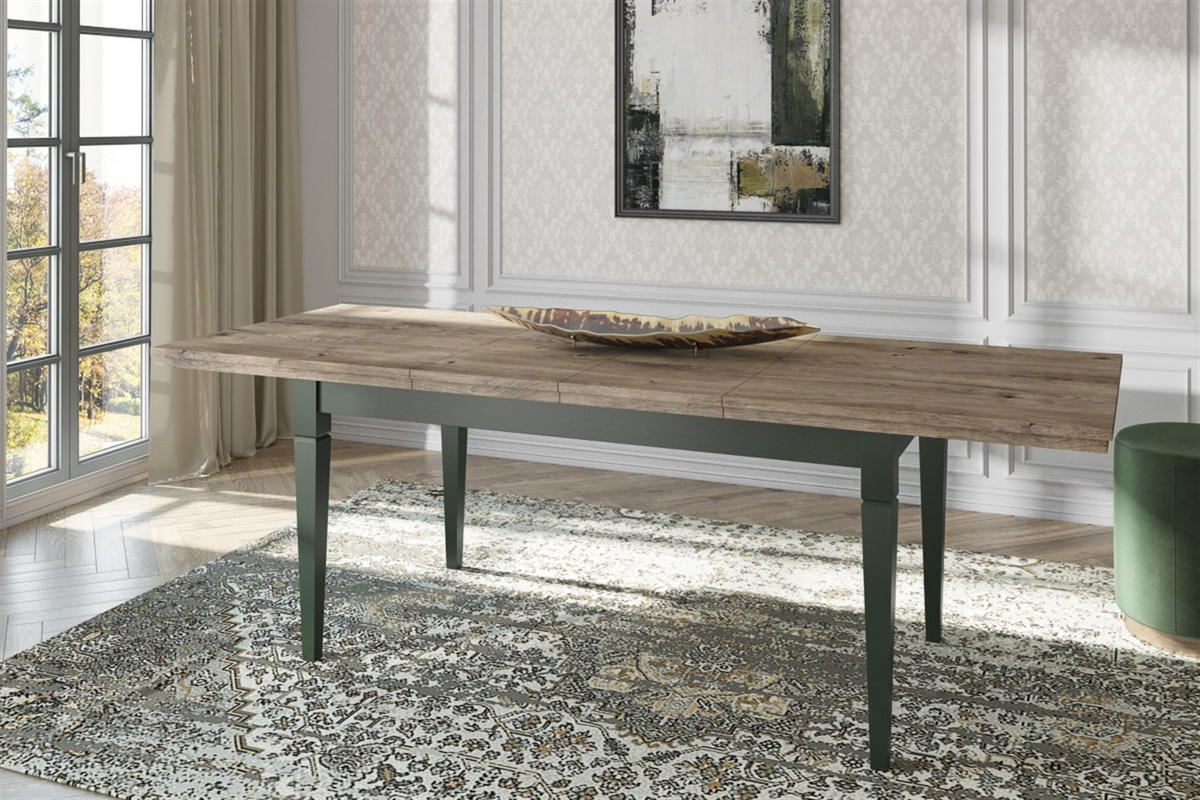ESSTISCH EVOLETTA Ausziehbar 160 - 240 / 90 x 79 cm - Grün, Holz (160/90/79cm) - MASSENO
