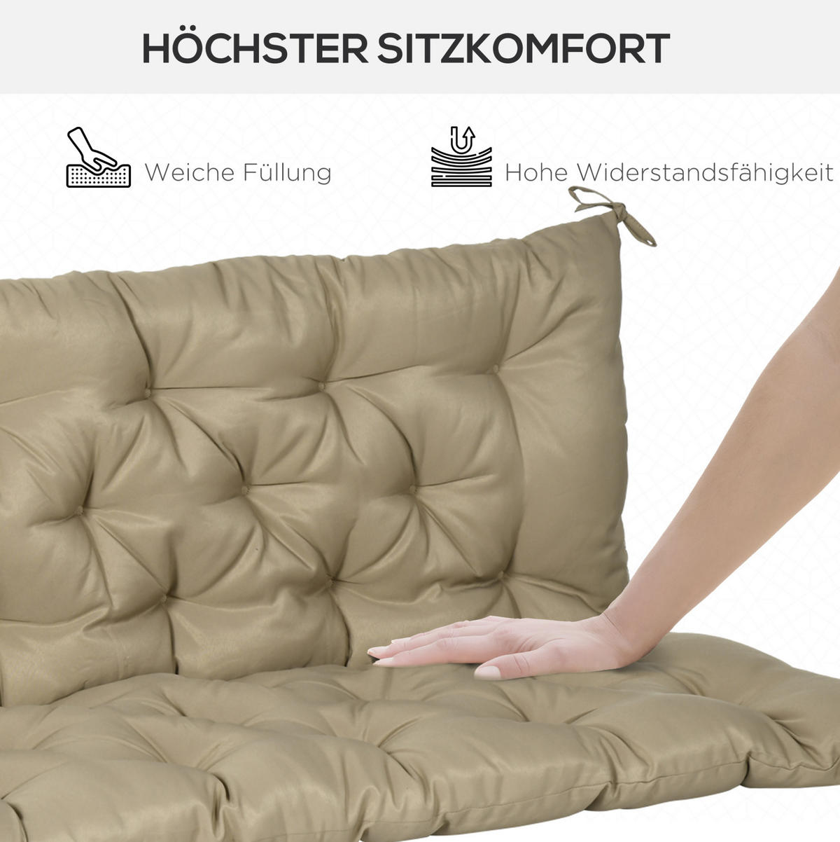 BANKAUFLAGE aus Polyester 150x98x8 cm in Beige mit 6 Bändern - Beige, Textil (98/8/150cm) - Modfu